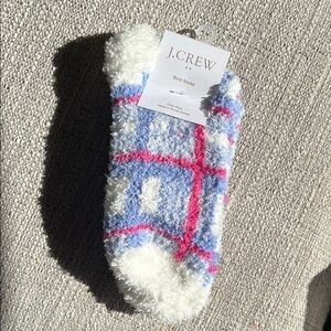 J. Crew Blue and Pink Plaid Boot Socks